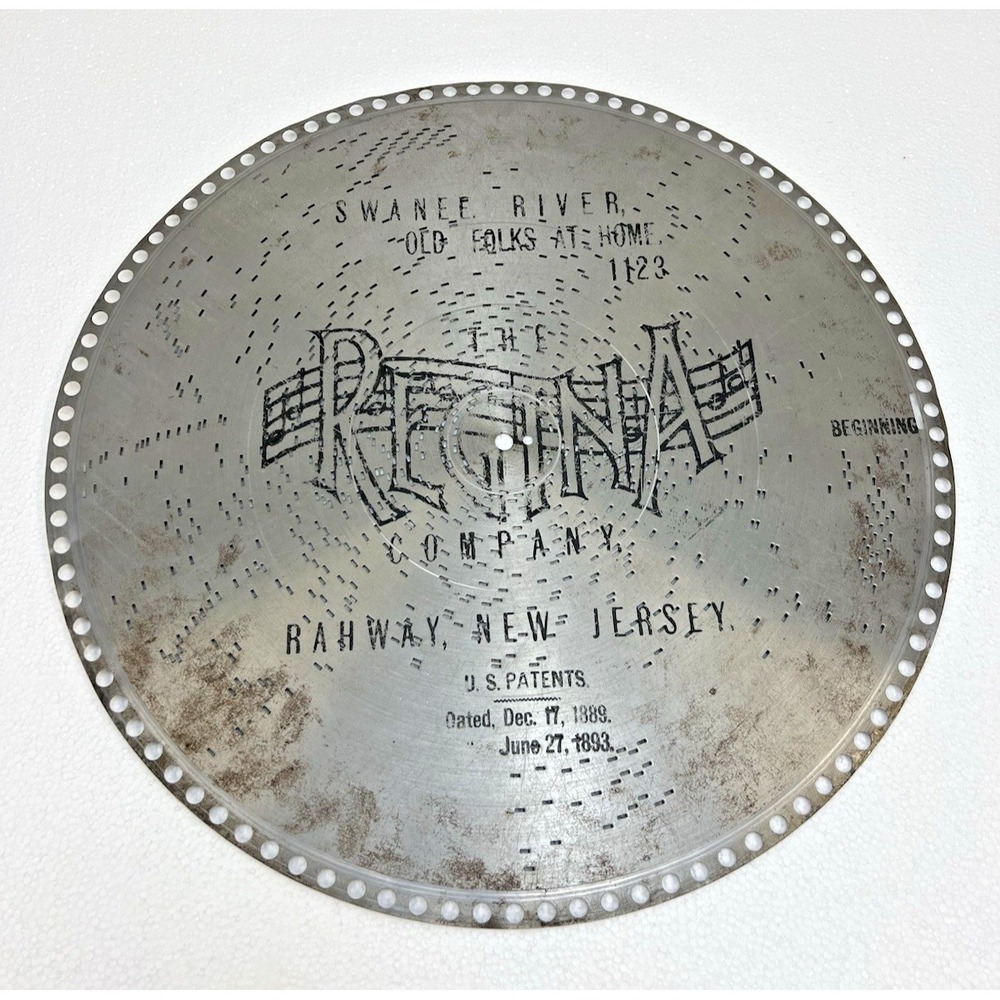 REGINA MUSIC BOX DISC 15 1/2" Swanee River Old Folks at Home FLORIDA SONG metal